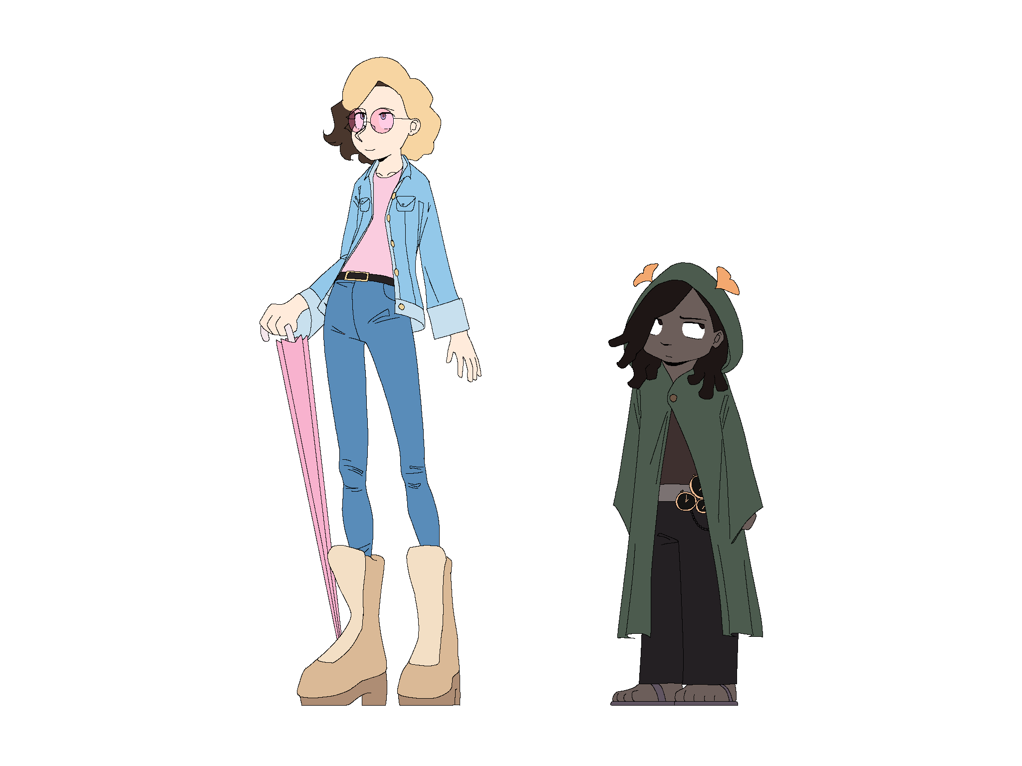 jean and timekeeper flat color fullbodies